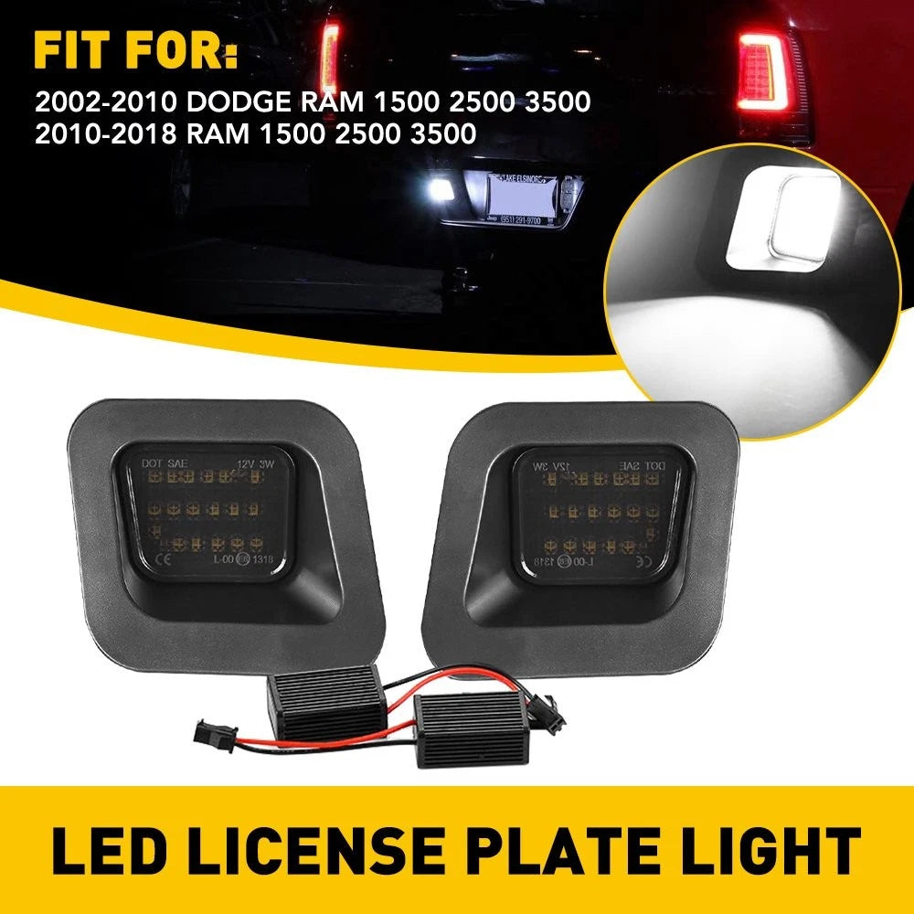 2 LED Assembly License Plate Light for Dodge Ram 1500 2500 3500 (2003–2018)