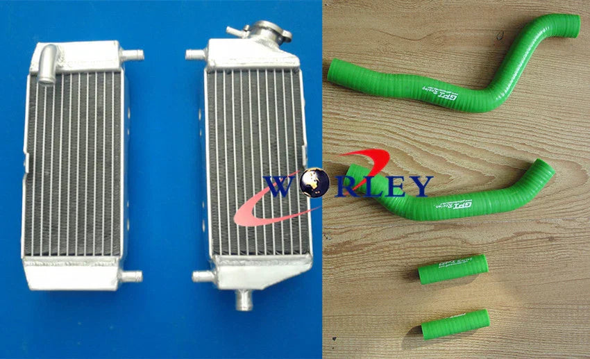 Aluminum Radiator & Blue Hose for Kawasaki KX125 KX 125 (2003-2008)