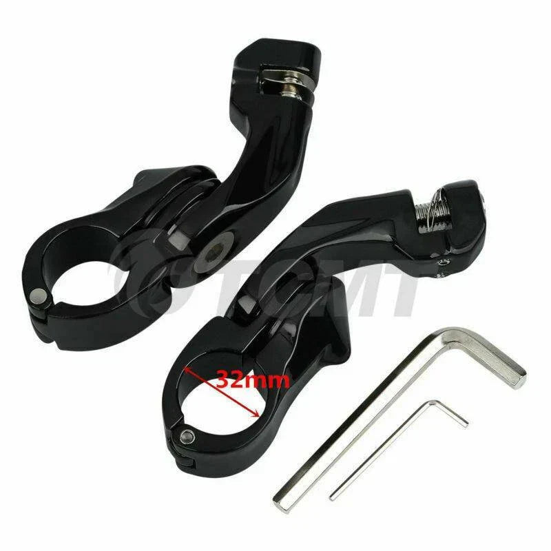 1 1/4" Black Short Angled Footpegs for Harley Road King, Glide