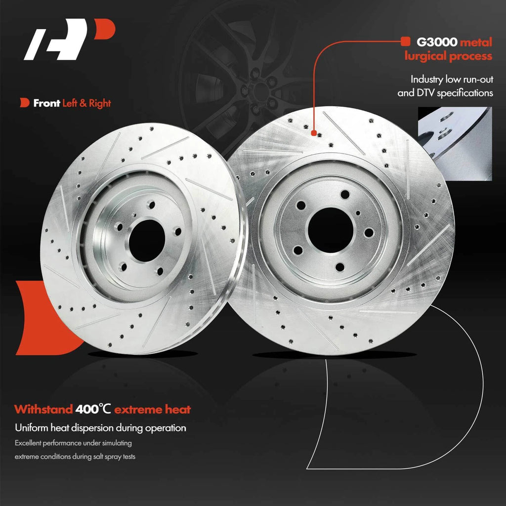 Front Drilled Brake Rotors & Ceramic Pads for Infiniti Q50 (2014–2023)