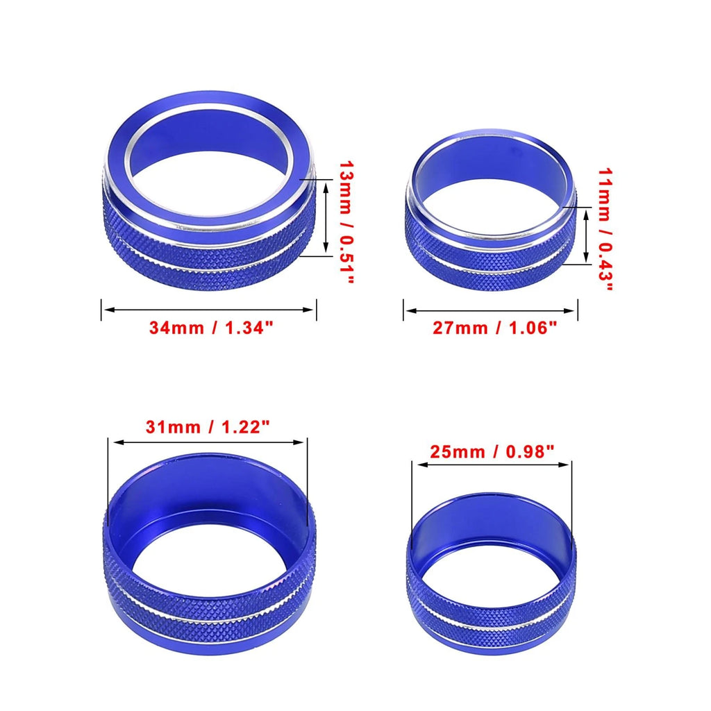 5pcs Air Conditioner Volume Switch Knob Cover Ring Blue for Honda 