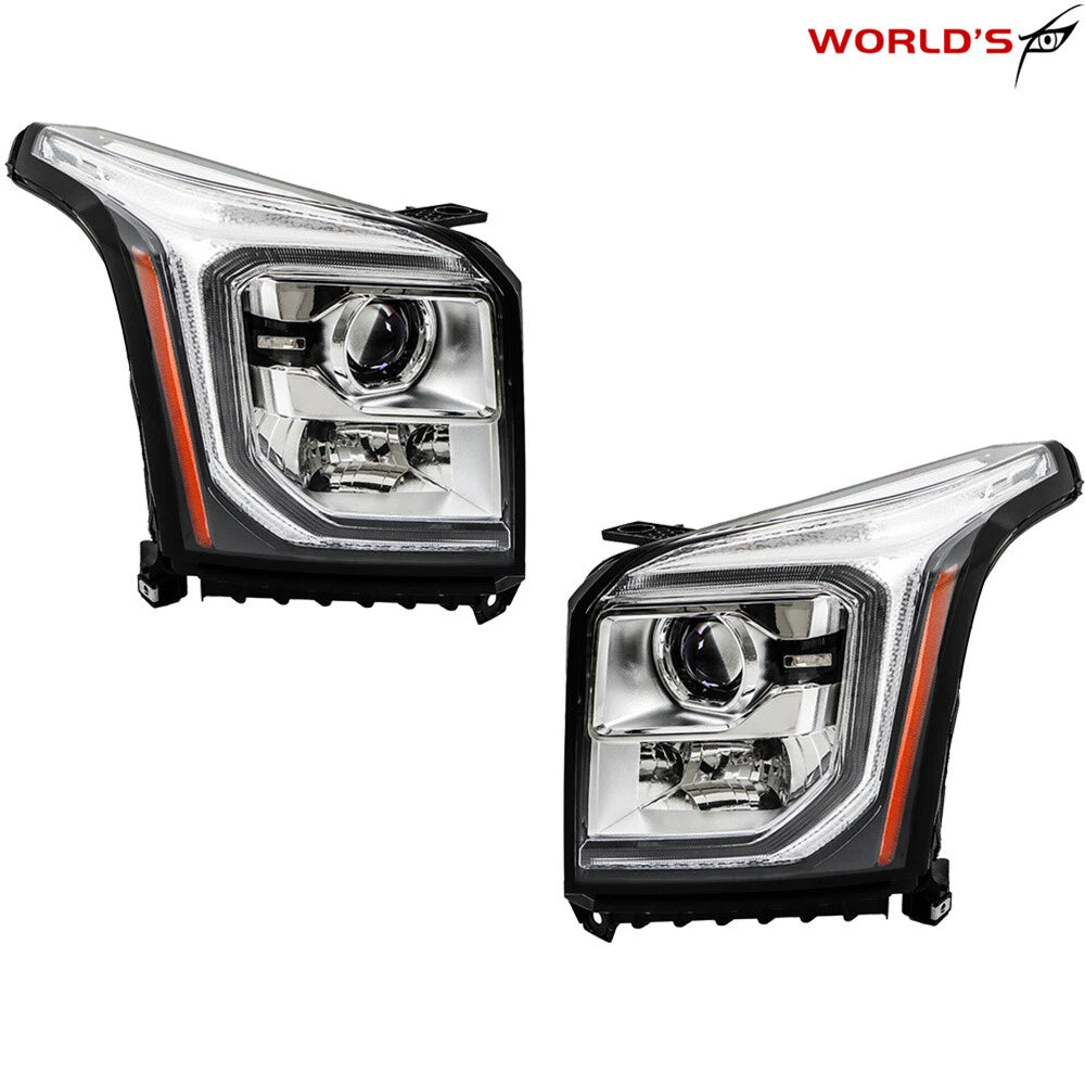 Set of 2 HID LED DRL Projector Headlights for GMC Yukon XL (2015–2020)