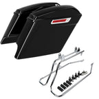 5" Stretched Hard Saddle Bags & Conversion Bracket Kit for Harley Softail (1984–2017)