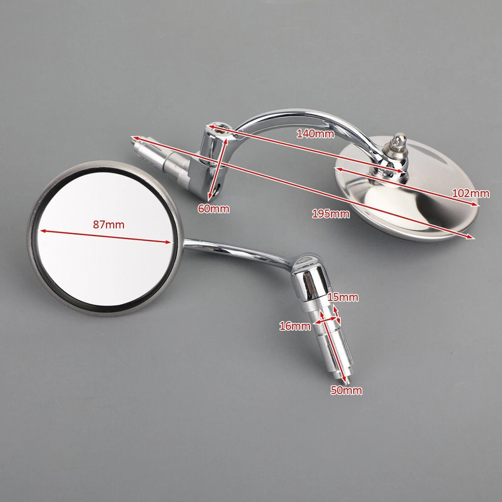 Chrome Handlebar End Mirrors for Motorcycle Cafe Racer (22mm T9)