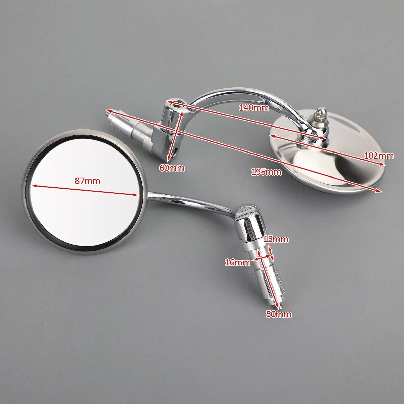 Chrome Handlebar End Mirrors for Motorcycle Cafe Racer (22mm T9)