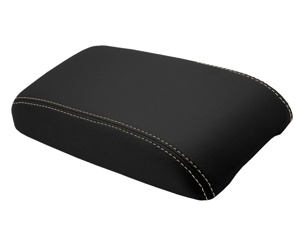 Leather Console Lid Armrest Cover for Ford Fusion (2010–2012) Beige Stitch