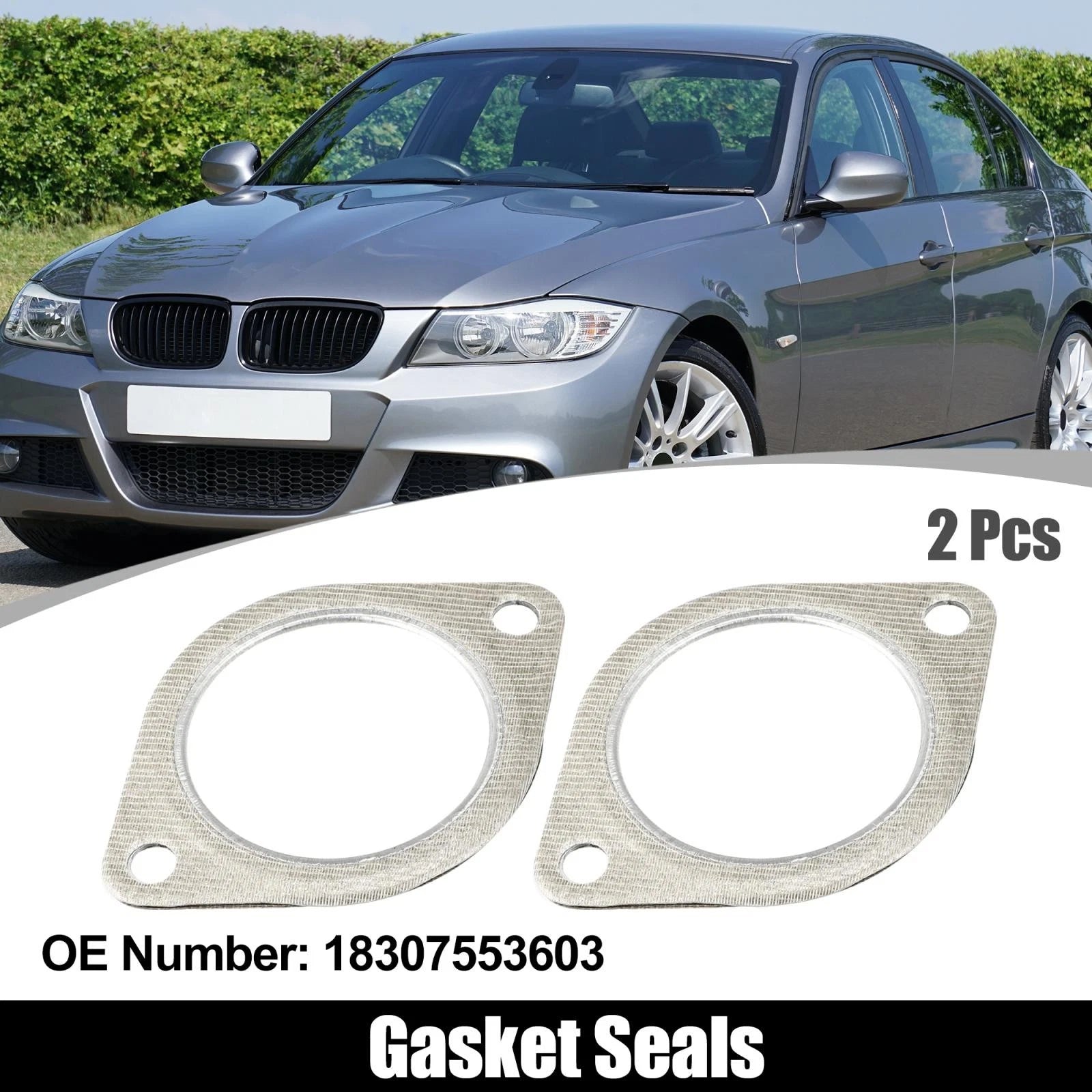2pcs Exhaust Pipe Flange Gasket Seal for BMW E60 E71 E82 E88 (2008–2017) NO. 18307553603
