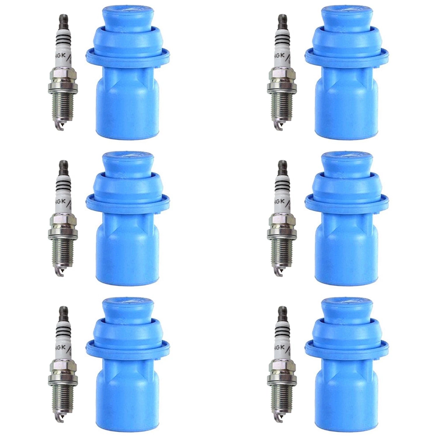 Set of 6 NGK Iridium IX Spark Plugs & Denso Coil Boots for IS300 GS300 (1992–2005)