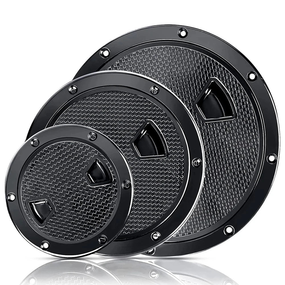 8-Inch Black Marine Grade Round Inspection Hatch with Detachable Cover