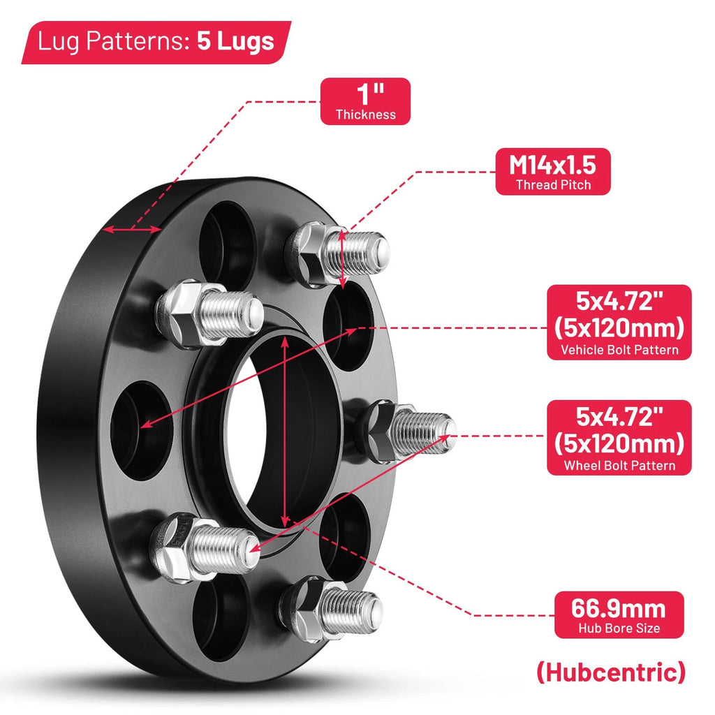 2PCS 1" Hubcentric 5x120 Wheel Spacers for GMC Terrain (2010-2017)