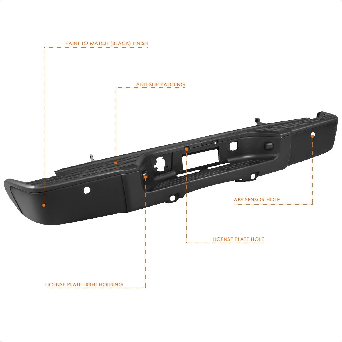 Rear Step Pad Bumper for Silverado/Sierra 1500 (2007–2013) w/ Parking Sensor Holes