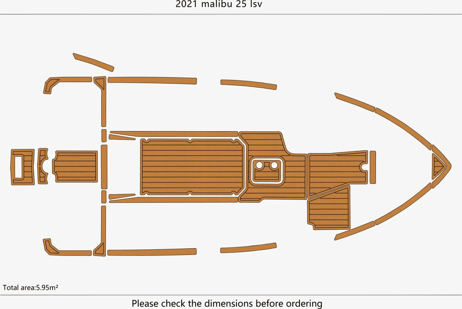 EVA Foam Teak Deck Flooring Pads for Malibu 25 LSV (2021)
