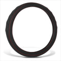 Steering Wheel Cover for Universal Fit (14.5-15") - Black Hexagon, Red Stitching