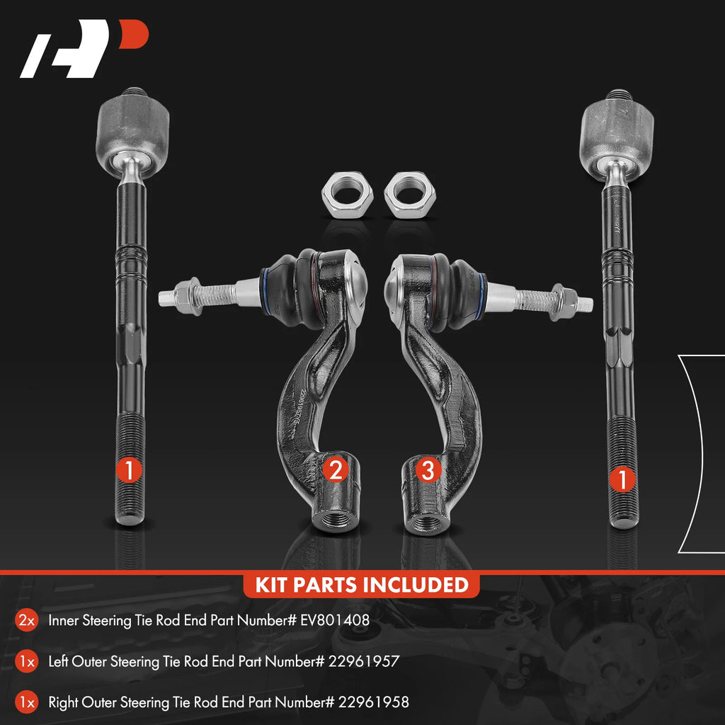 Set of 4 Inner & Outer Steering Tie Rod Ends for Chevrolet Camaro