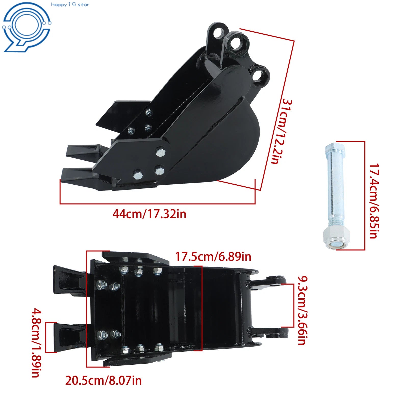 200mm Narrow Trenching 2-Teeth Bucket for Mini Excavators