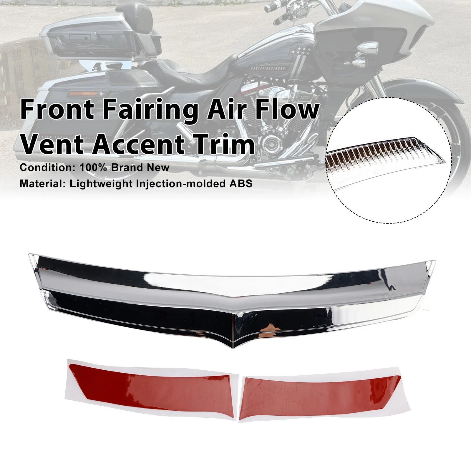 Front Fairing Air Flow Vent Accent Trim for Road Glide FLTRX (2015–2023) Chrome