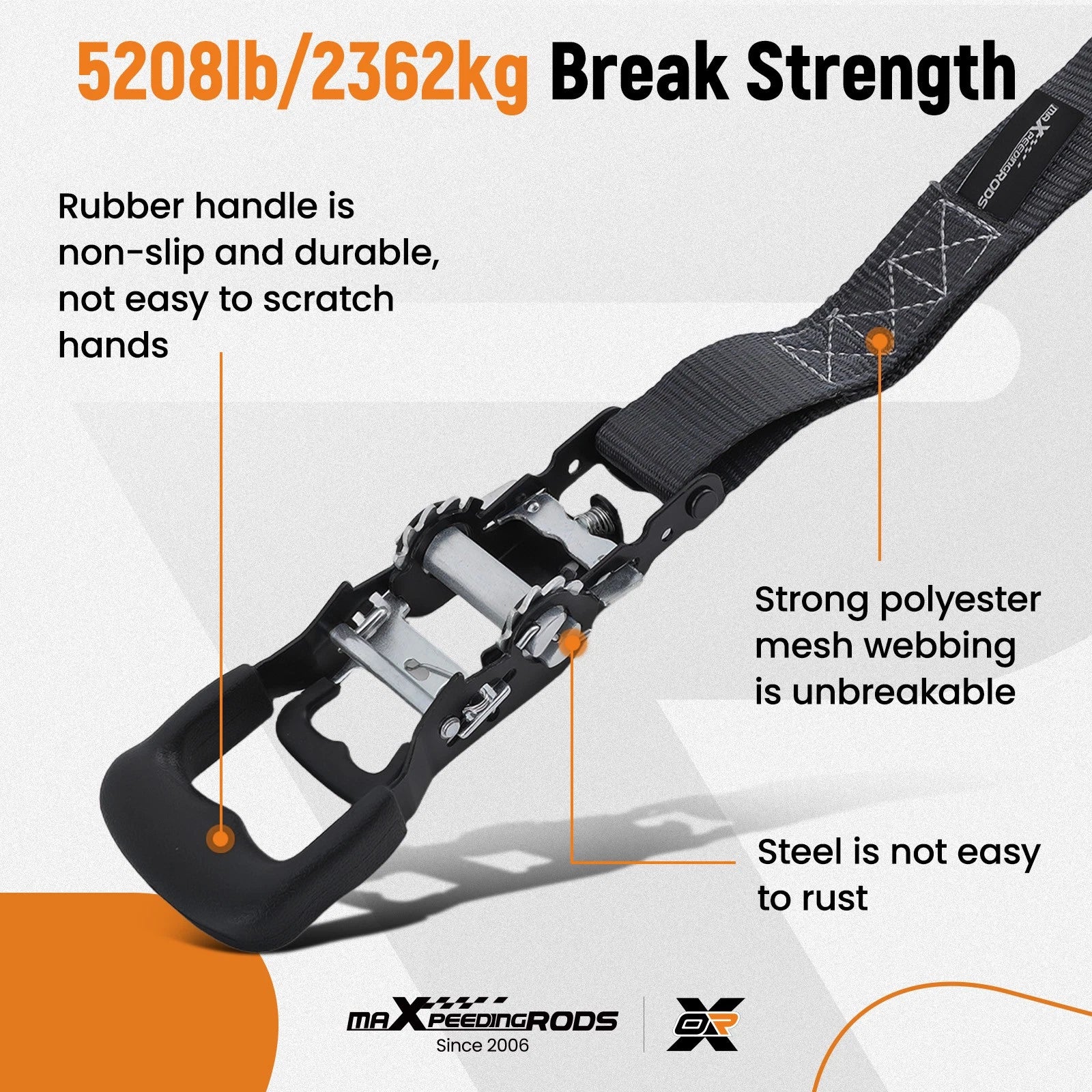Ratchet Tie Down Straps 1.6in x 8ft (4 Pack) for Truck  (2018–2024)