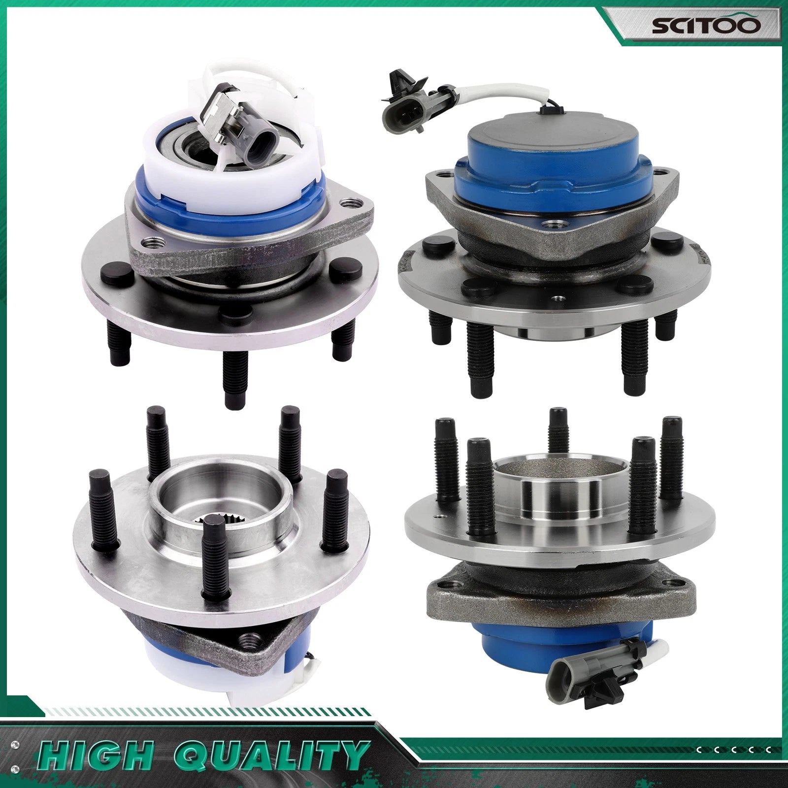 Set of 4 Front Rear Wheel Bearing Hubs for Cadillac STS (2005–2011)