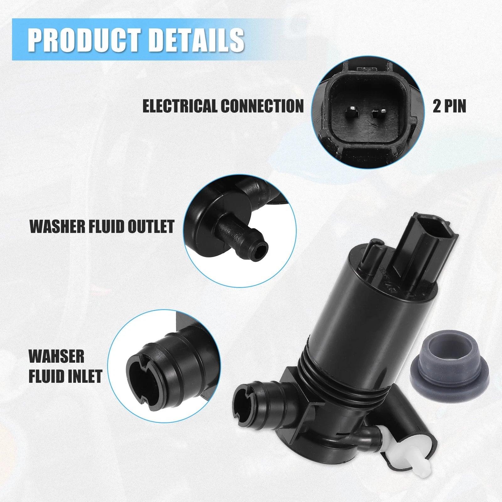 Windshield Washer Motor Pump for Chrysler PT Cruiser (2001–2010)