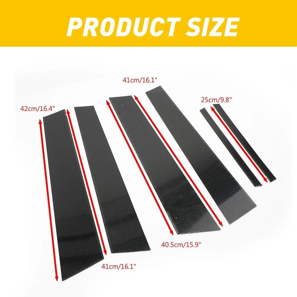 Set of 6 Gloss Black Door Pillar Posts Trim for Honda Civic (2006–2011)