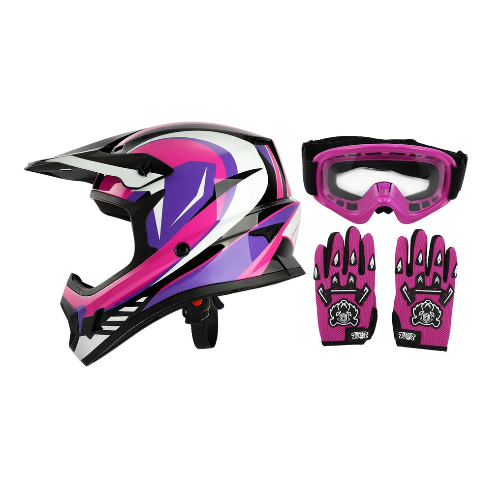 Youth Full Face Motocross Helmet for Dirt Bike ATV UTV (DOT Approved)
