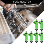 Set of 6 Fuel Injectors for Mitsubishi Montero (1997–2003) MD332733 Green