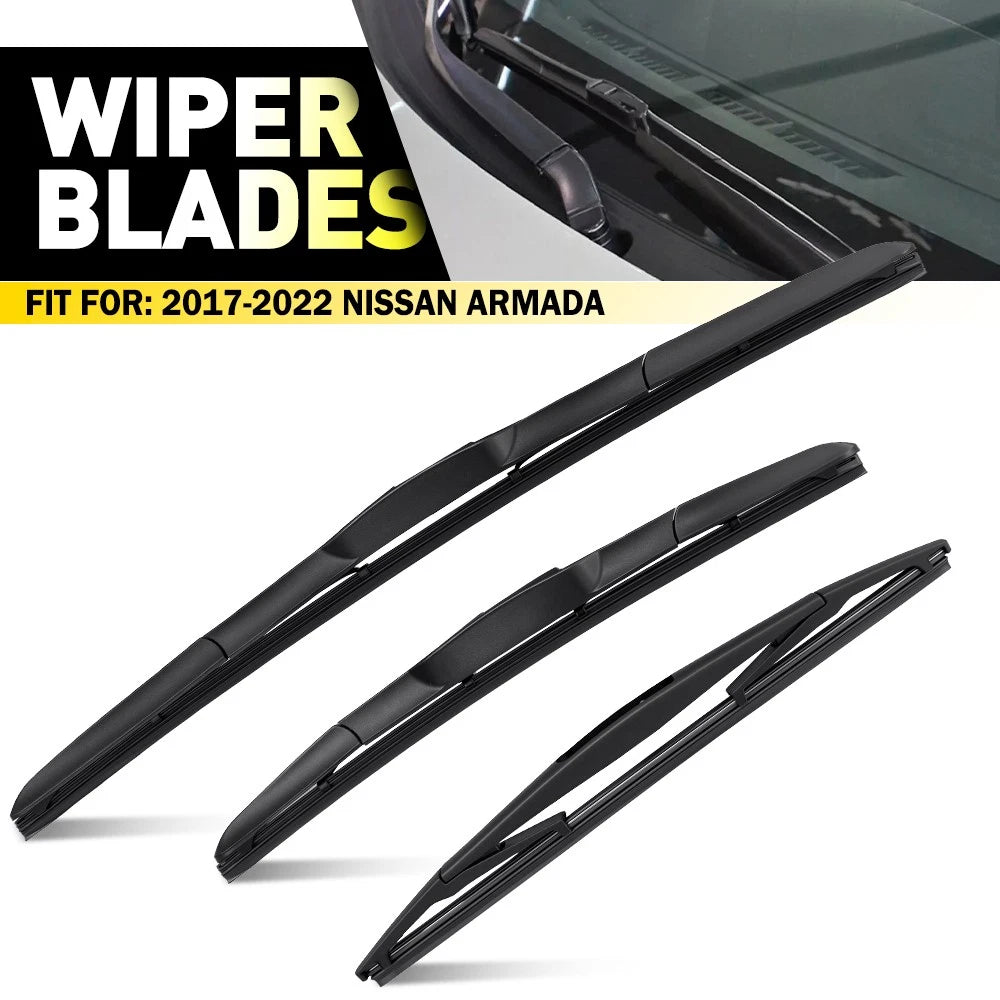 3Pcs Wiper Blades Set 14" 19" 12" for Nissan Armada (2017–2022)