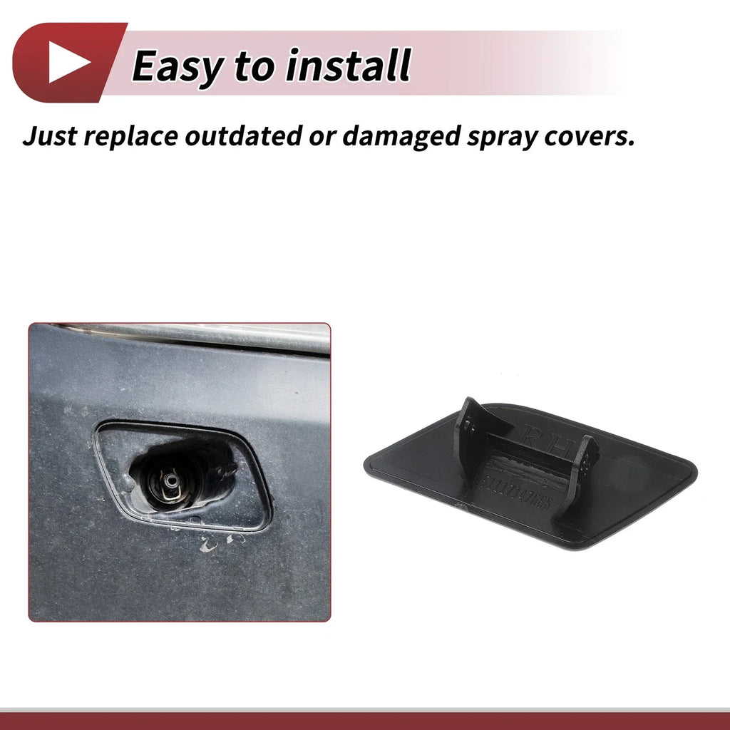 Front Left Right Washer Nozzle Cover Cap for BMW X1 Silver Tone