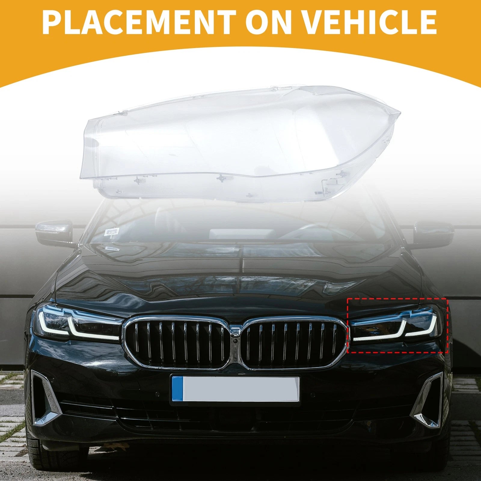 1 Pc Headlight Lens Cover for BMW X5 (2014–2018) No. 63117442647 Clear