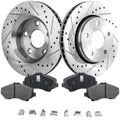 Set of 2 Drilled Slotted Brake Discs and Pads for Jeep Wrangler (2007–2017)