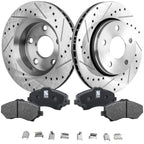 Set of 2 Drilled Slotted Brake Discs and Pads for Jeep Wrangler (2007–2017)
