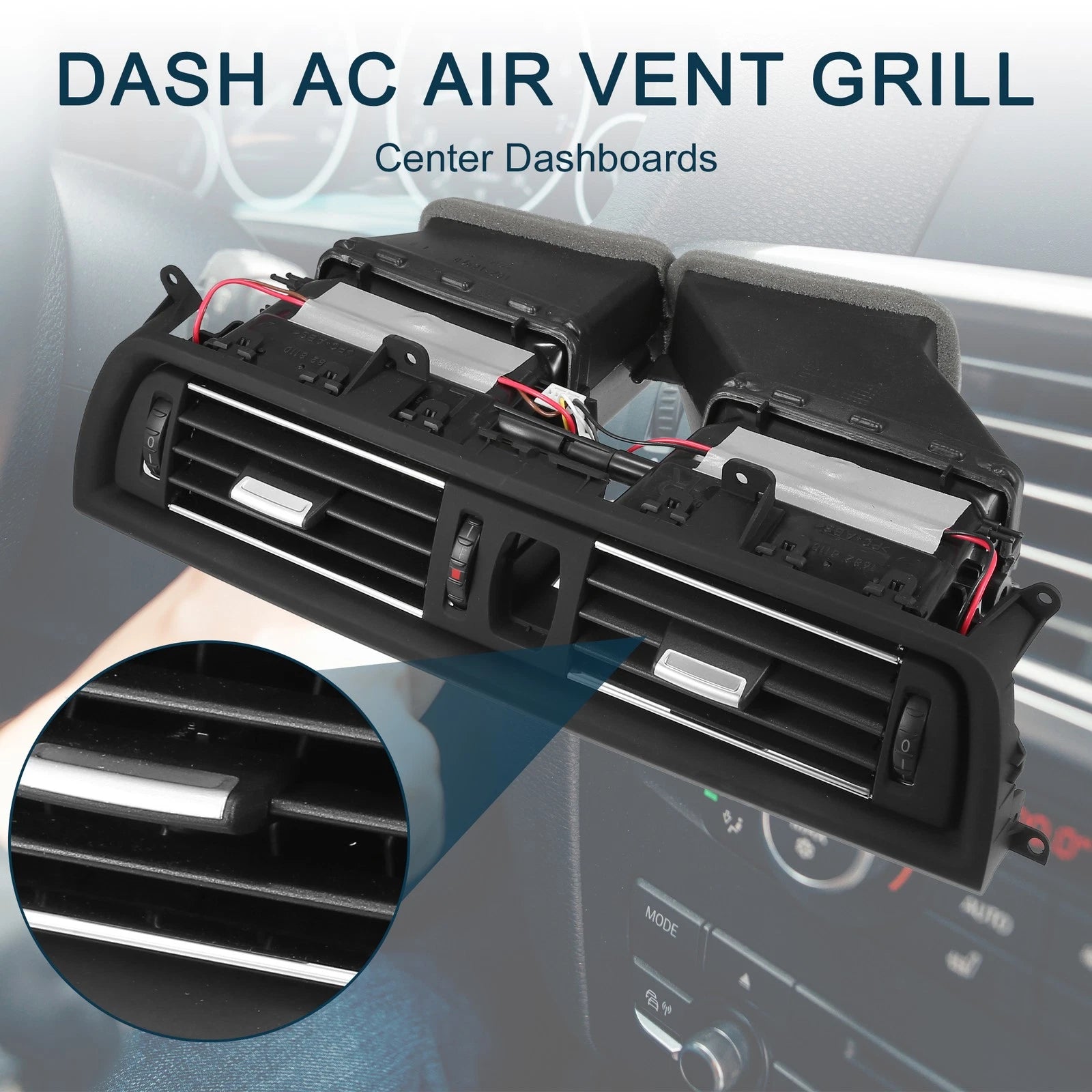 Air Vent Panel for BMW 528i (2011–2016) No. 64229209136, Black Grille