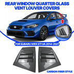 Pair of Carbon Look Rear Window Louver Shutter Covers for Subaru WRX STI (2014–2021)