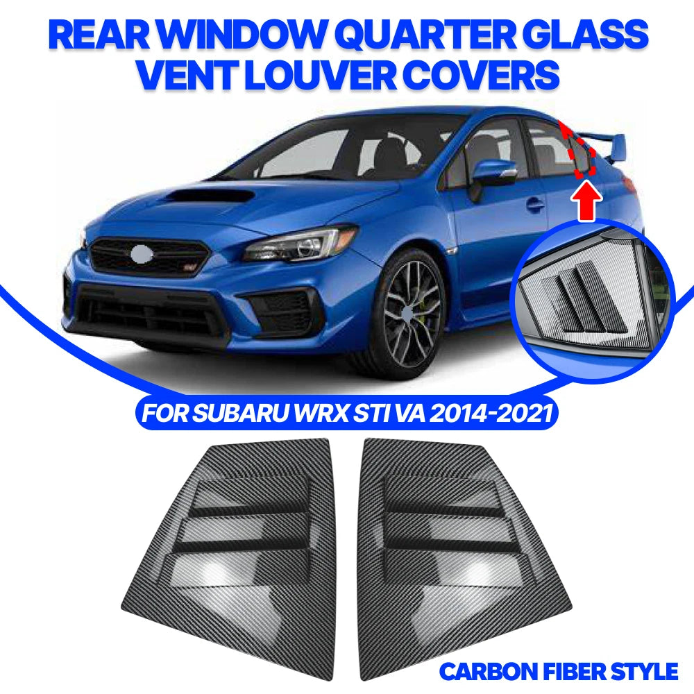 Pair of Carbon Look Rear Window Louver Shutter Covers for Subaru WRX STI (2014–2021)