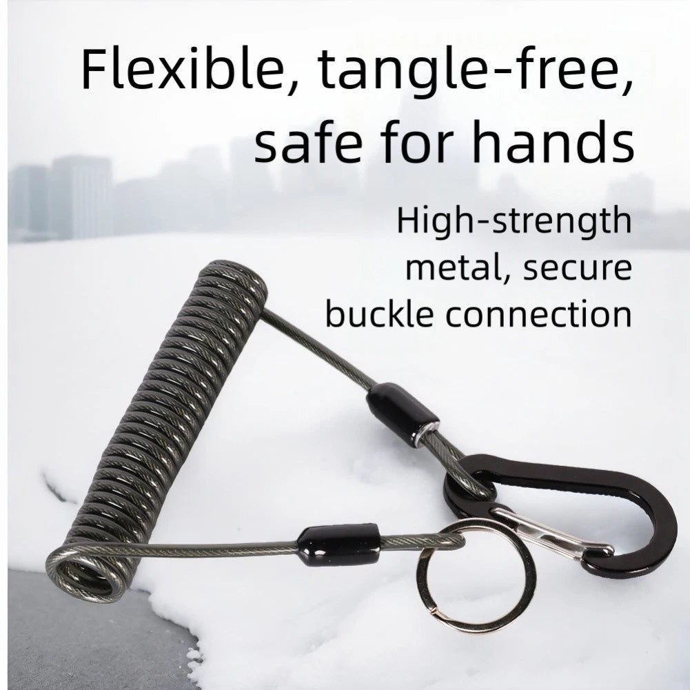 Elastic Fishing Lanyard with Spiral Spring Clamp for Fishing Tool Support