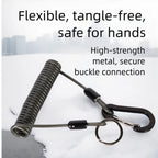 Elastic Fishing Lanyard with Spiral Spring Clamp for Fishing Tool Support