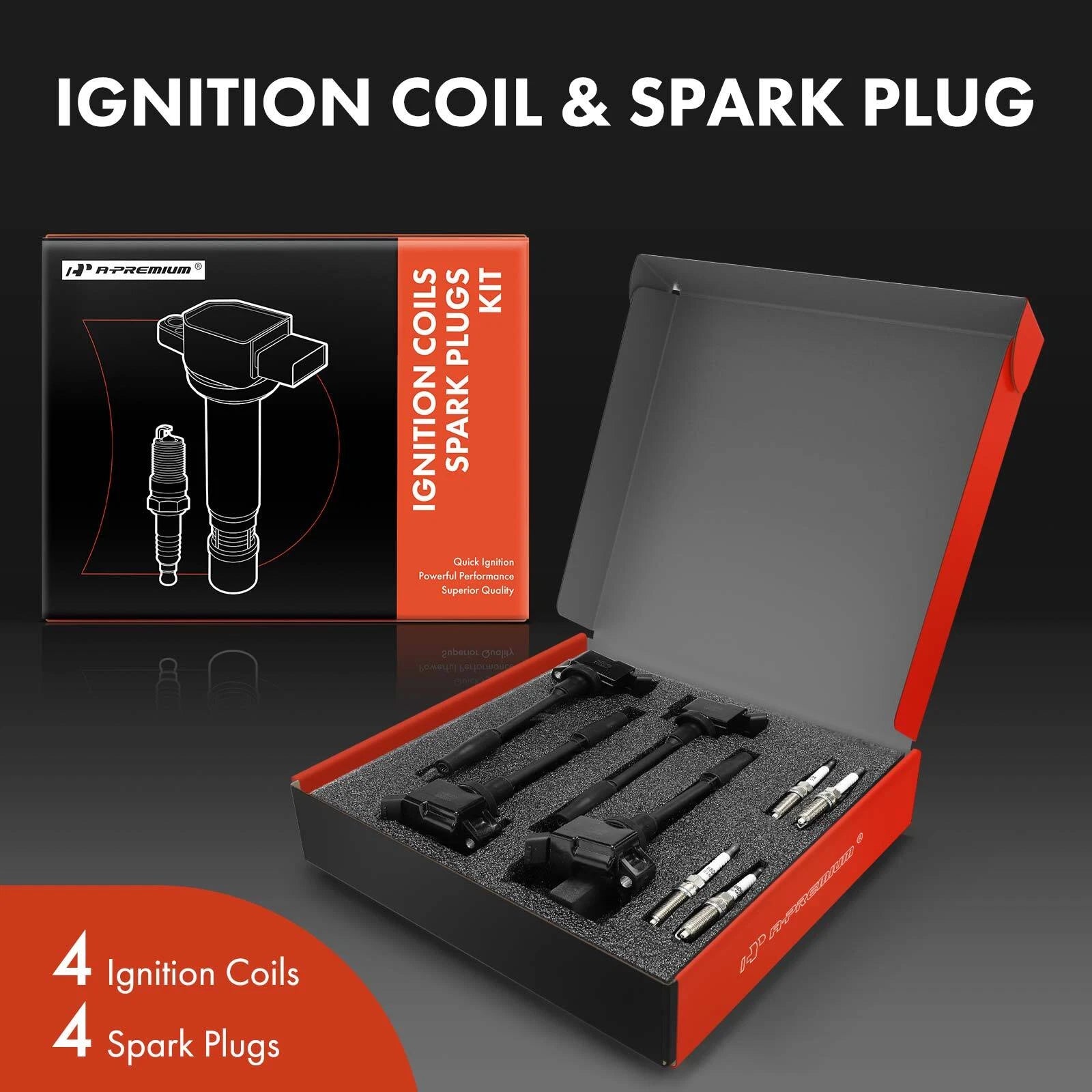 4x Ignition Coil and 4x Double Iridium Spark Plug for Toyota Prius (2016–2022)