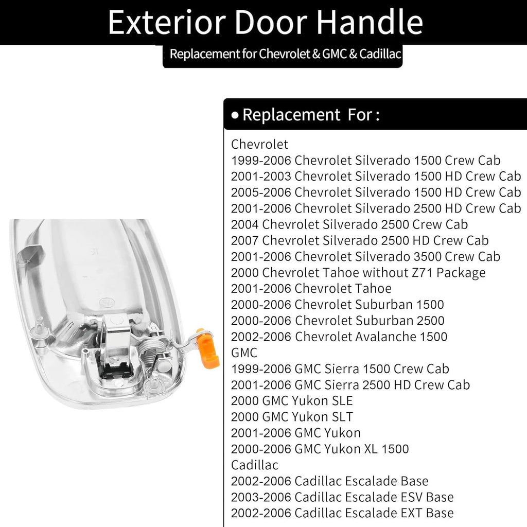 2X Exterior Door Handles for Chevy Silverado GMC Yukon (1999-2007)