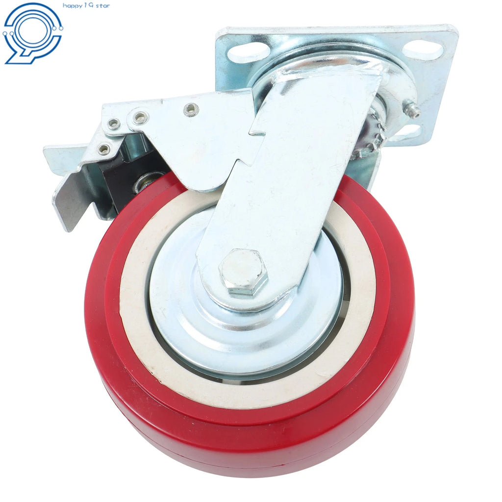 Set of 4 Heavy Duty 6" Swivel Caster Wheels with Belt Brake Polyurethane