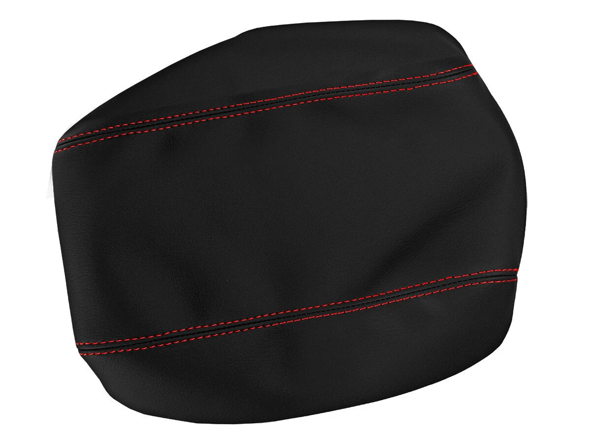 Leather Console Lid Bucket Seat Cover for Ford F250 (1999–2010) Red Stitch