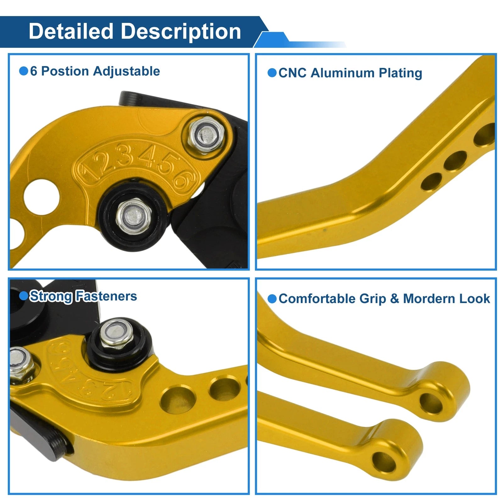 Adjustable Short Brake Clutch Levers for Suzuki GSX-8R (2022–2023) - Gold Tone