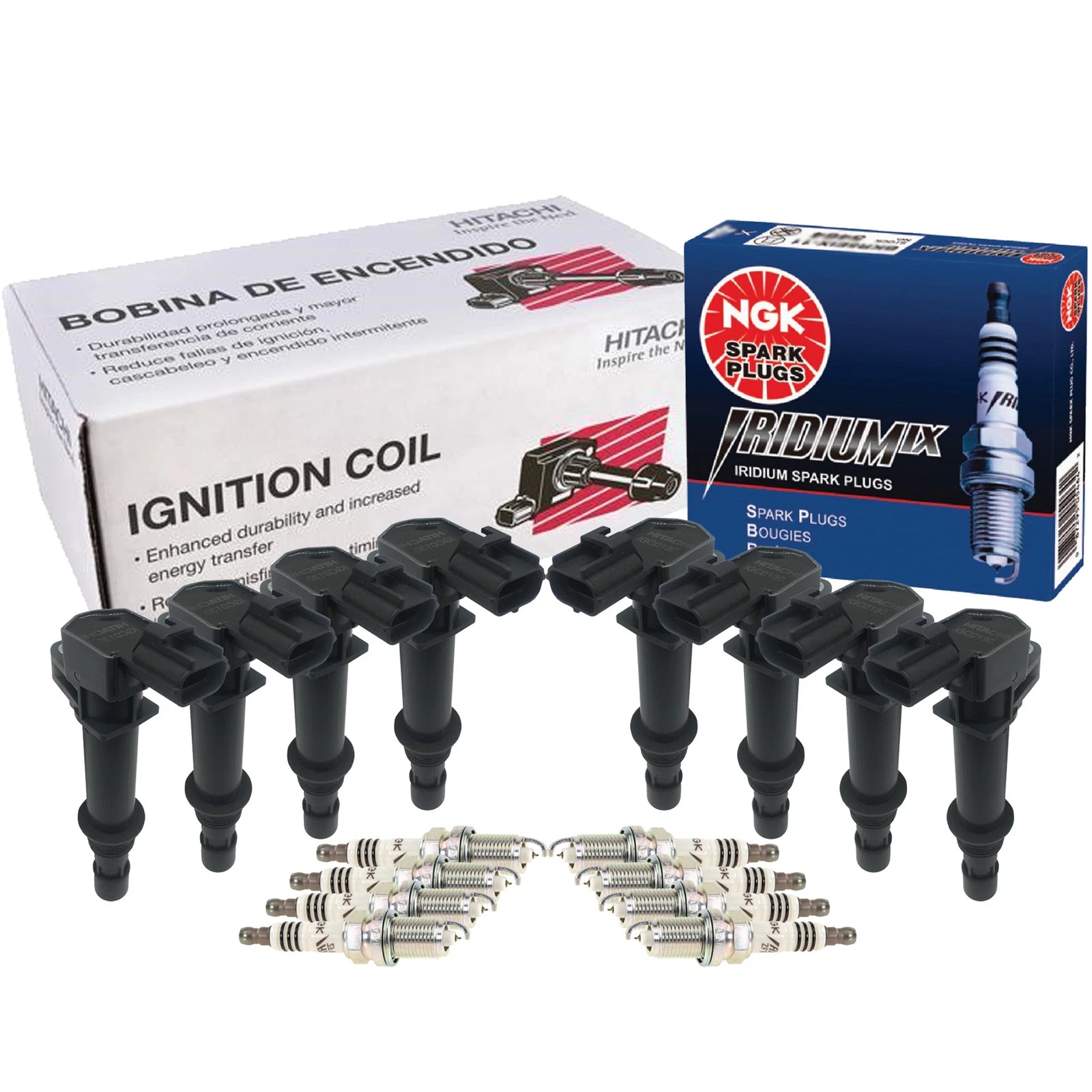 Set of 8 Ignition Coils & NGK Iridium IX Spark Plugs for Dodge Jeep 4.7 V8 (2002–2009)