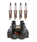 Denso Ignition Coil & 4 Double Platinum Spark Plugs Kit for Ford Mercury L4