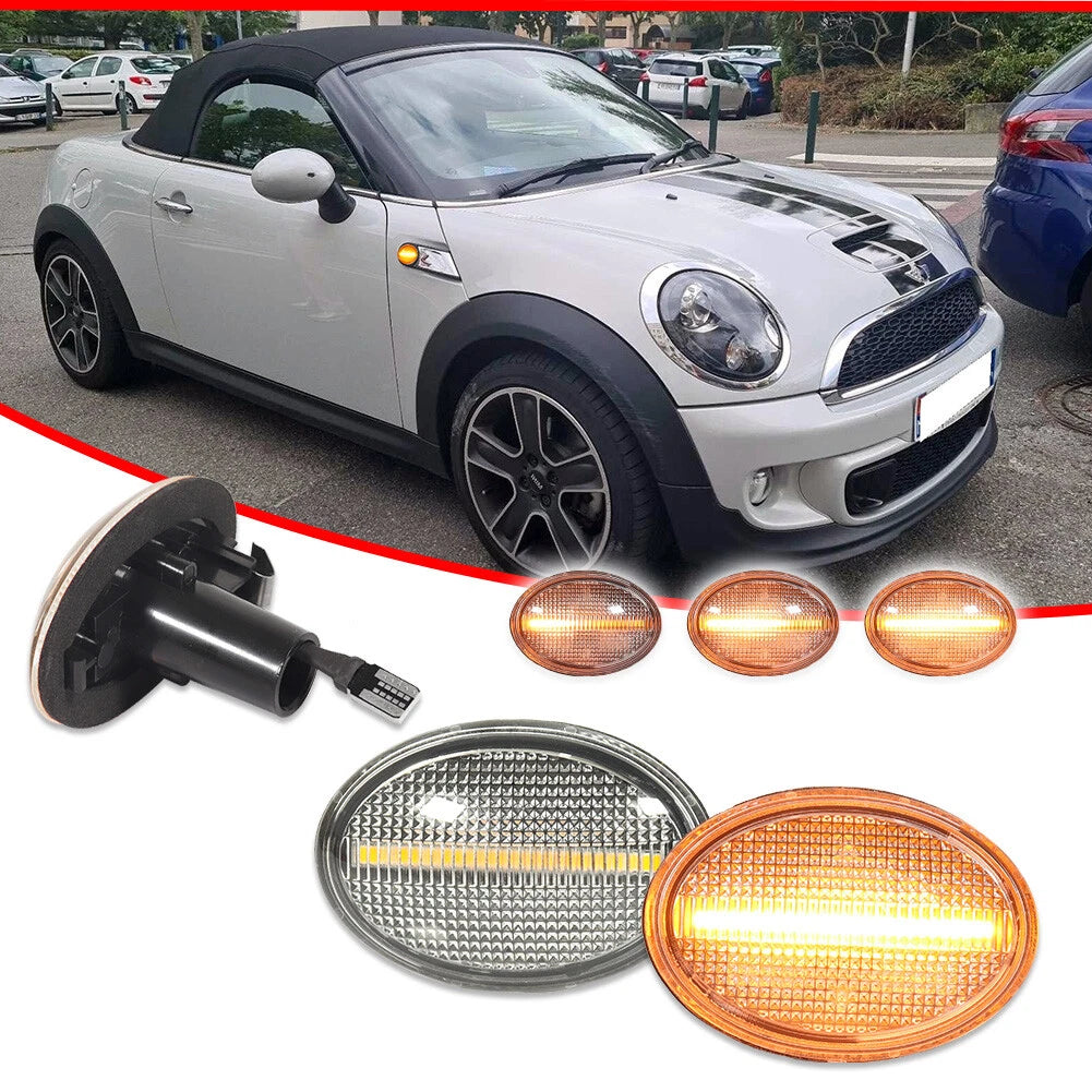 Clear Dynamic Amber LED Side Marker Lights for MINI Cooper (R55–R59)