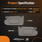 Set of 2 Sun Visors for Nissan Altima (2013–2018) Light Beige