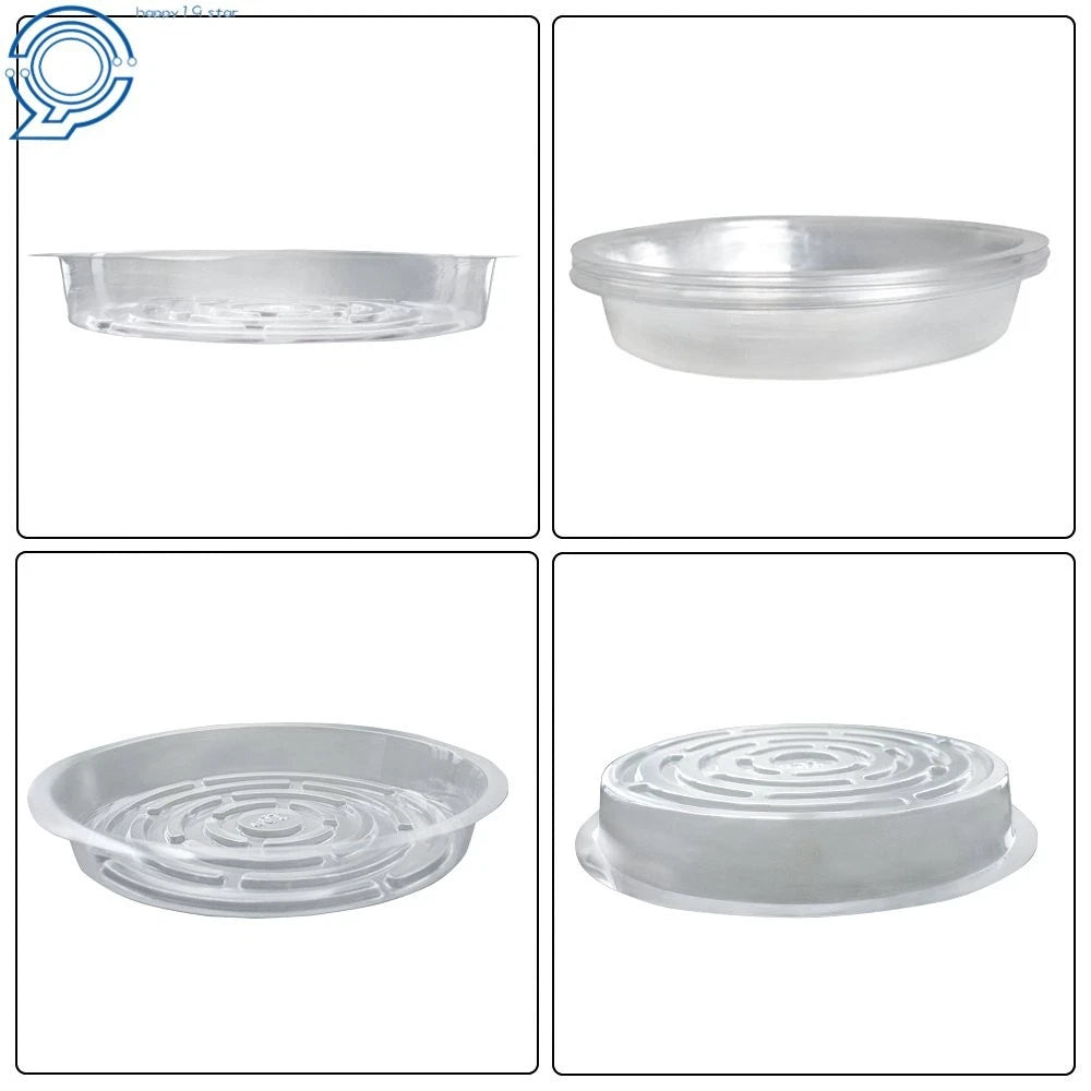 Set of 5 Clear Plastic Drip Trays for Garden Plants 8 Inch