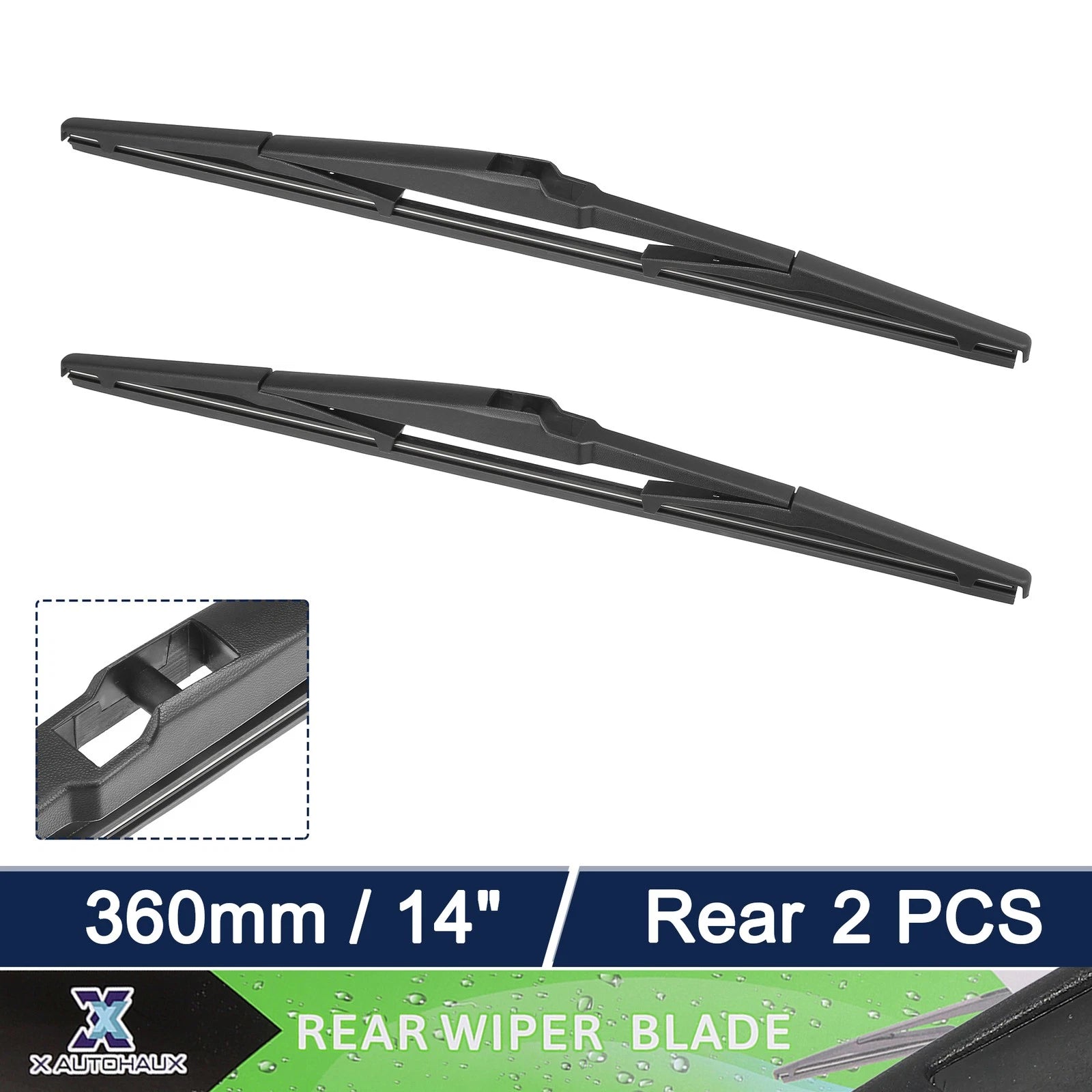 2X Rear Windshield Wiper Blade for Hyundai Santa Fe (2006–2012)