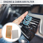Engine Cabin Air Filter Combo for Dodge Caliber 1.8L 2.0L 2.4L (2007-2009)