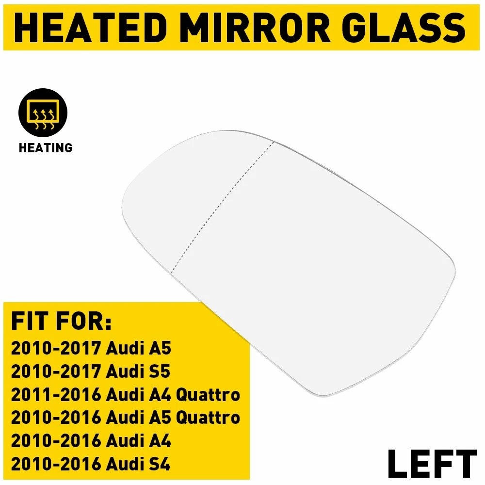 Heated Mirror Glass w/ Backing Driver Side Left LH for Audi A5 Quattro S4 (2008–2017)