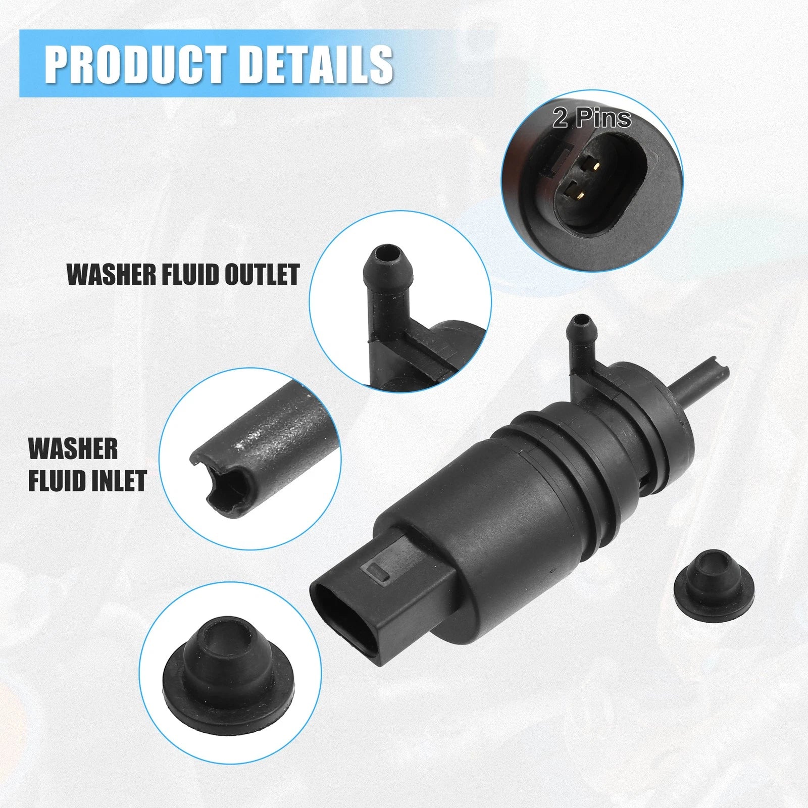 Windshield Washer Motor Pump with Grommet 76806SZAA01 for Honda Pilot (2009–2011)